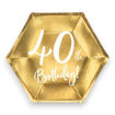 Picture of 40TH BIRTHDAY HEXAGON PAPER PLATES 20CM - 6 PACK
